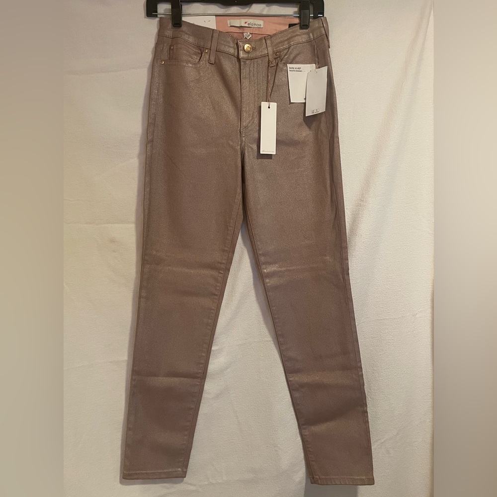Ella Moss Shimmering Sephia Rose Foil Skinny Jeans